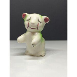 1940s Van Tellingen Green Bear Pepper Shaker Vintage Porcelain Japan MCM Figurin